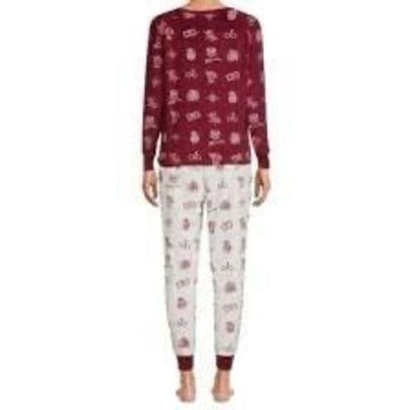 Harry Potter Women’s Size XL Pajama Set Red White Allover Print Velour 2 Piece - Picture 2 of 11